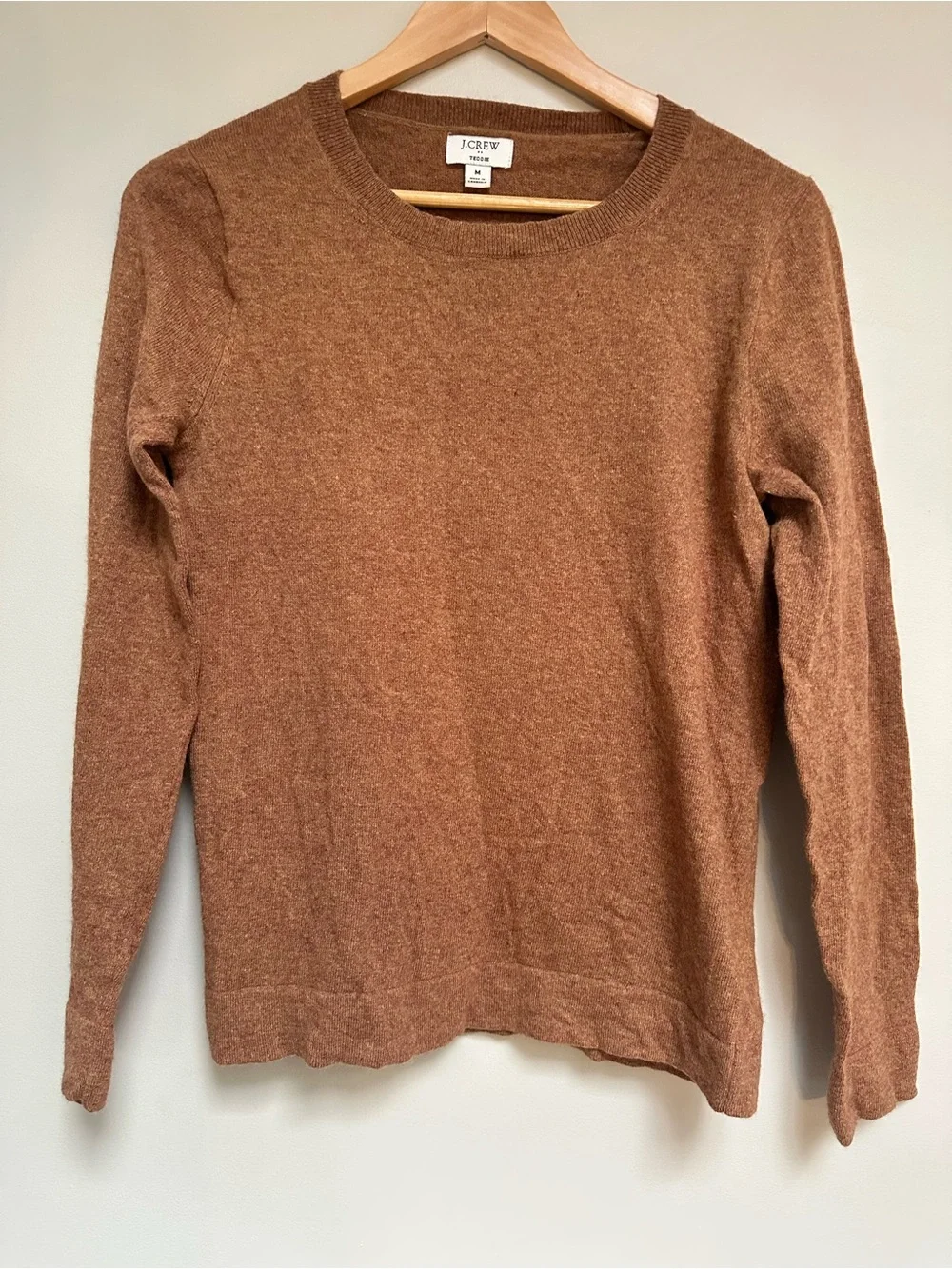 J.Crew Teddie Crewneck Sweater Brown Merino Cotton Blend Women’s Medium